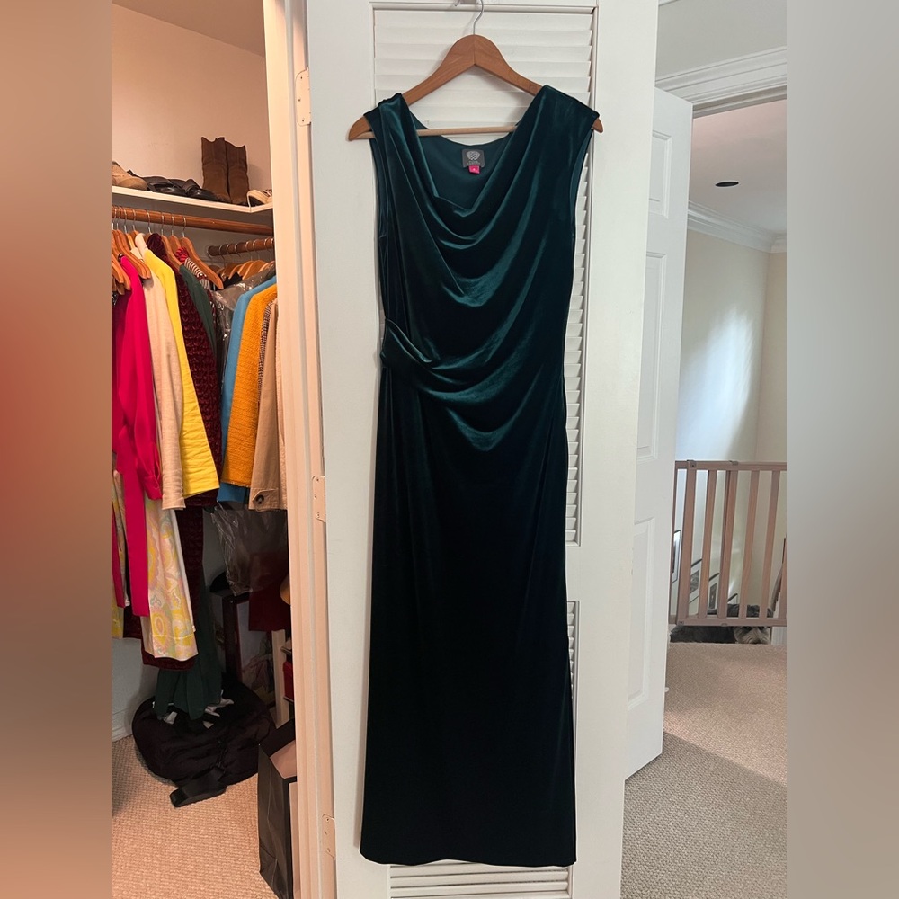 Vince Camuto Teal Velvet Maxi Dress